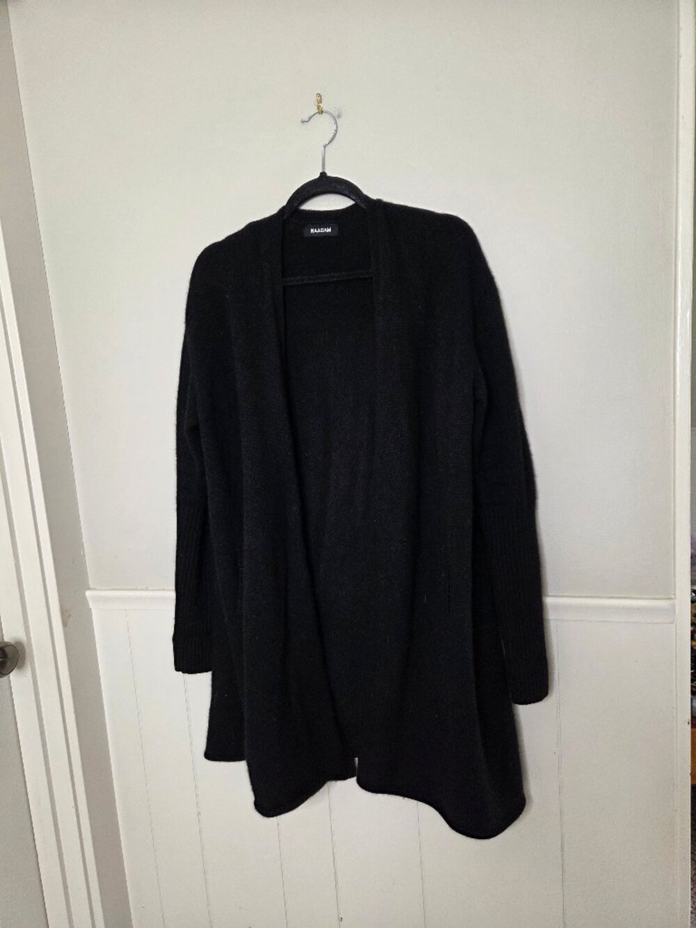 NAADAM Solid Black Cashmere Open Cardigan